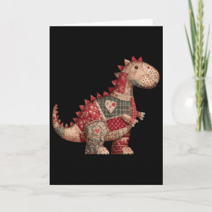 Tarjeta Cute Country Dinosaur Patchwork Hearts San Valentí