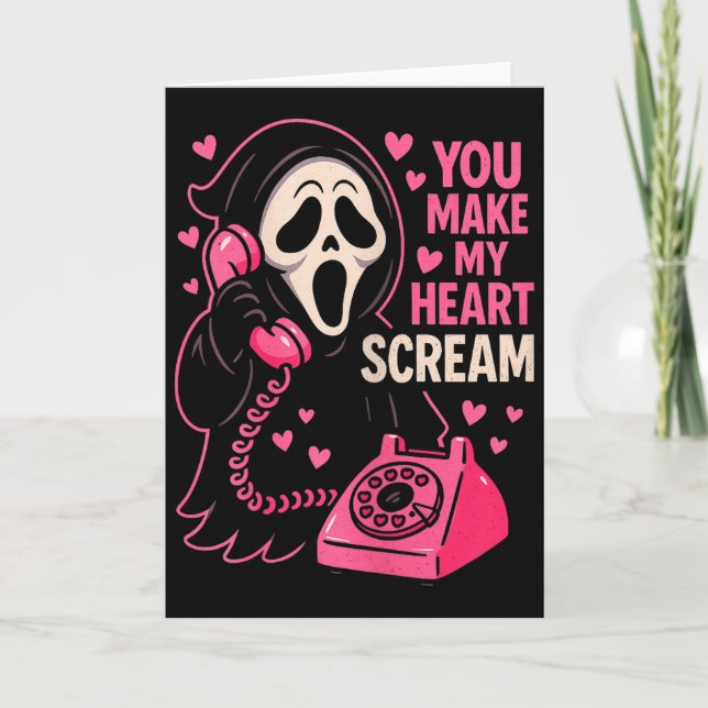 Tarjeta Cute Creepy Horror Make My Heart Scream Valentine’ (Anverso)
