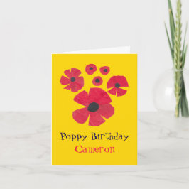 Tarjeta Cute cumpleaños amarillo de los lapiceros rojos de