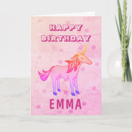 Tarjeta Cute Cumpleaños Unicornio Arcoíris Nombre