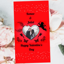 Cute Cupid Red Heart Photo Vintage Valentines Day