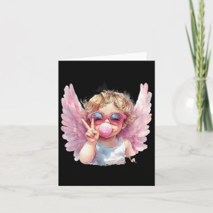 Tarjeta Cute Cupid Soplando Burbujas de Chicle Valentines