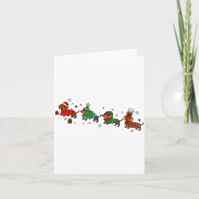 Tarjeta Cute Dachshund Christmas Parade Christmas  (Anverso)