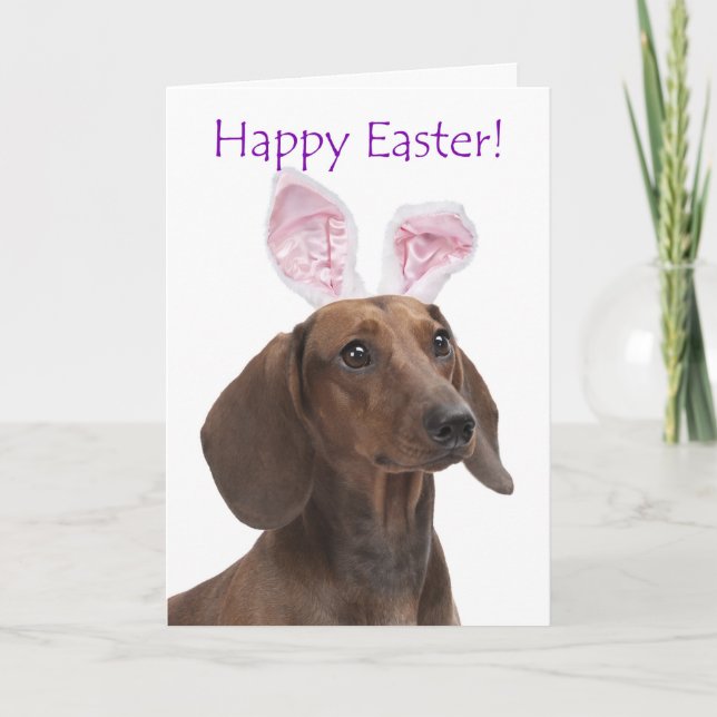 Tarjeta Cute Dachshund Easter (Anverso)