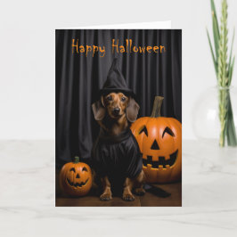 Tarjeta Cute Dachshund Halloween