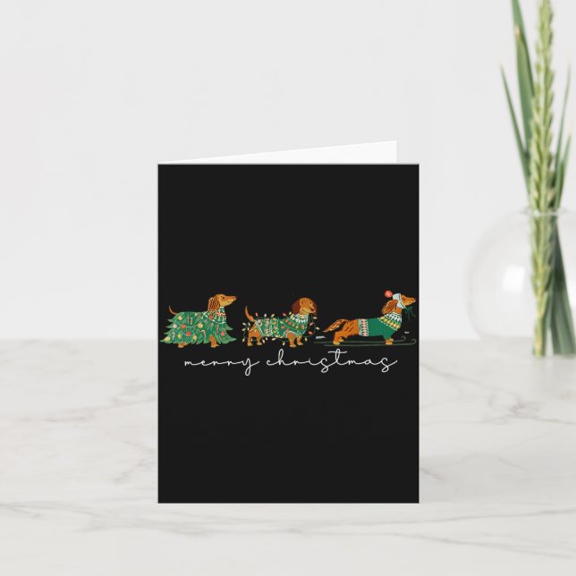 Tarjeta Cute Dachshund Merry Christmas Weiner Dog Lover Xm (Anverso)