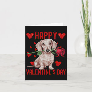Tarjeta Cute Dachshund Perro Corazón Rojo Parejas Feliz Va