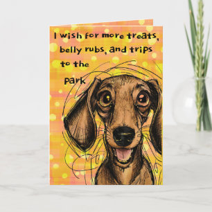 Tarjeta Cute Dachshund Perro Divertido Brillante Feliz cum