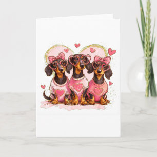 Tarjeta Cute Dachshund San Valentín Corazón Amante Perros 