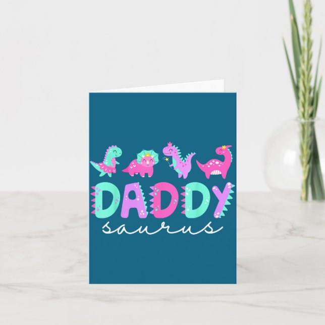 Tarjeta Cute Daddy Saurus Dad Dinosaur Birthday Boy Girl F (Anverso)