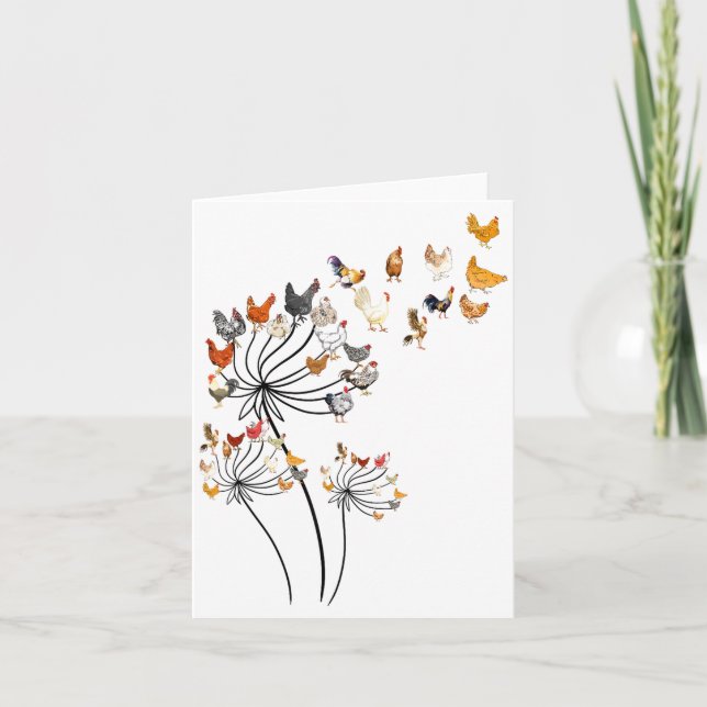 Tarjeta Cute Dandelion Chickens Lover Shirts For Women Gir (Anverso)