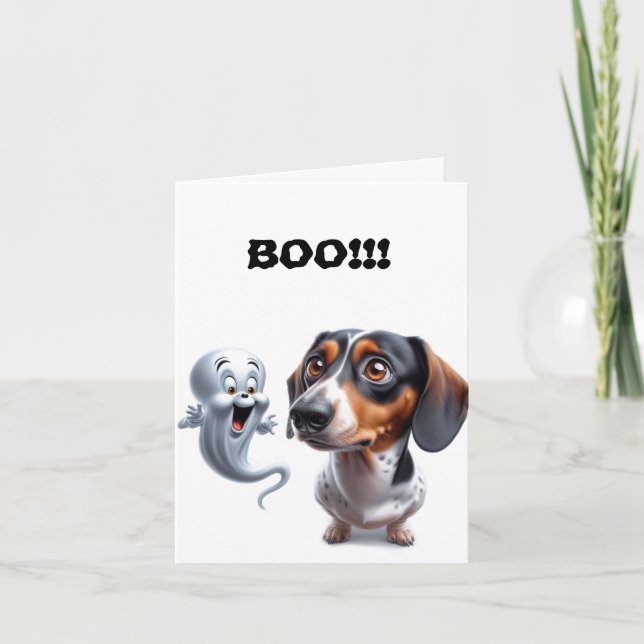 Tarjeta Cute Dapple Dachshund Halloween (Anverso)
