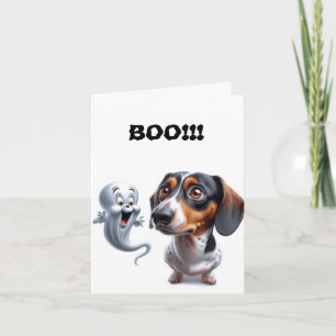 Tarjeta Cute Dapple Dachshund Halloween