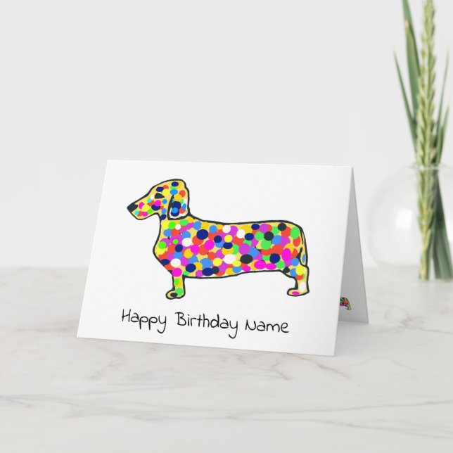 Tarjeta Cute Daschund Dog Mosaic Cumpleaños (Anverso)