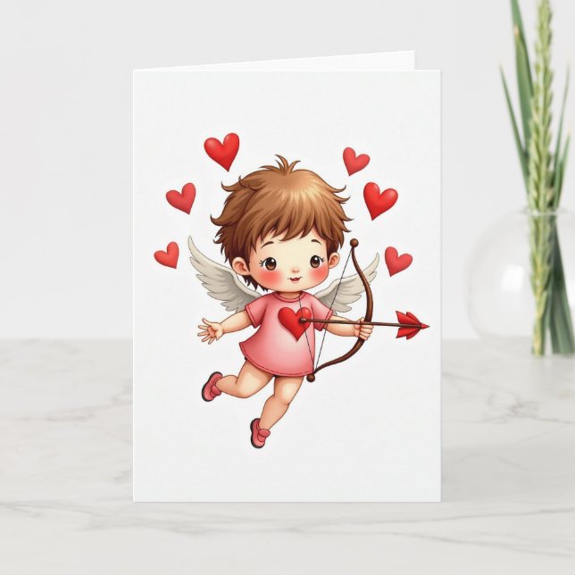 Tarjeta Cute del Día de San Valentín de Cupido (Anverso)