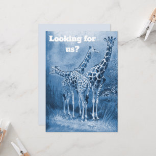 Tarjeta Cute Delft Blue Giraffes Nueva dirección Movimient