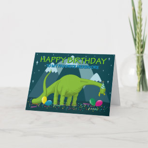 Tarjeta Cute Dinosaur Herbivore, Cumpleaños