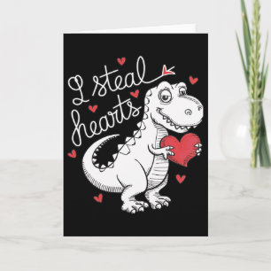 Tarjeta Cute Dinosaur San Valentín Roba Corazones Para Hom