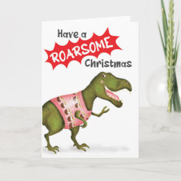 Tarjeta Cute dinosaurio T.rex 'Tarjeta de Navidades roarso
