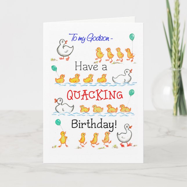Tarjeta Cute Diversión Ducklings Quacking Cumpleaños de Go (Anverso)
