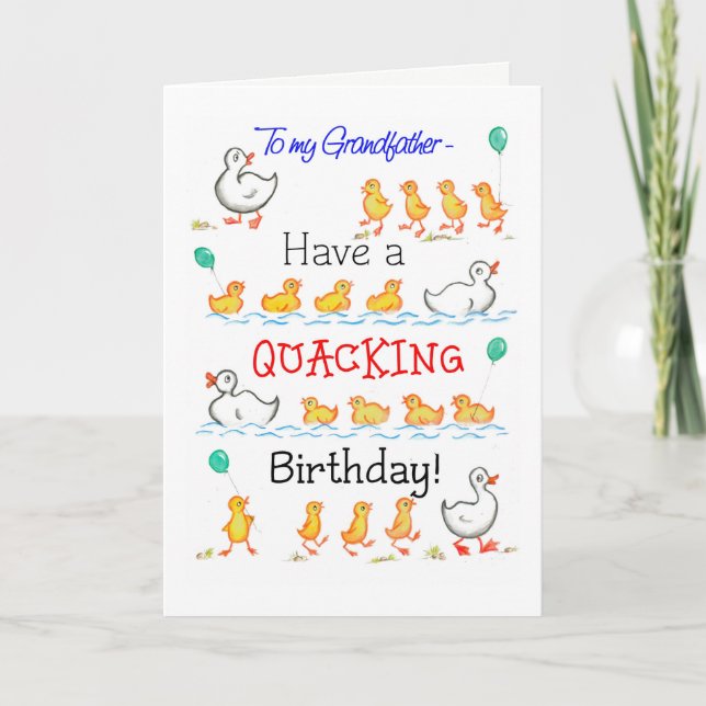 Tarjeta Cute Divertido Ducklings Quacking Cumpleaños, Abue (Anverso)
