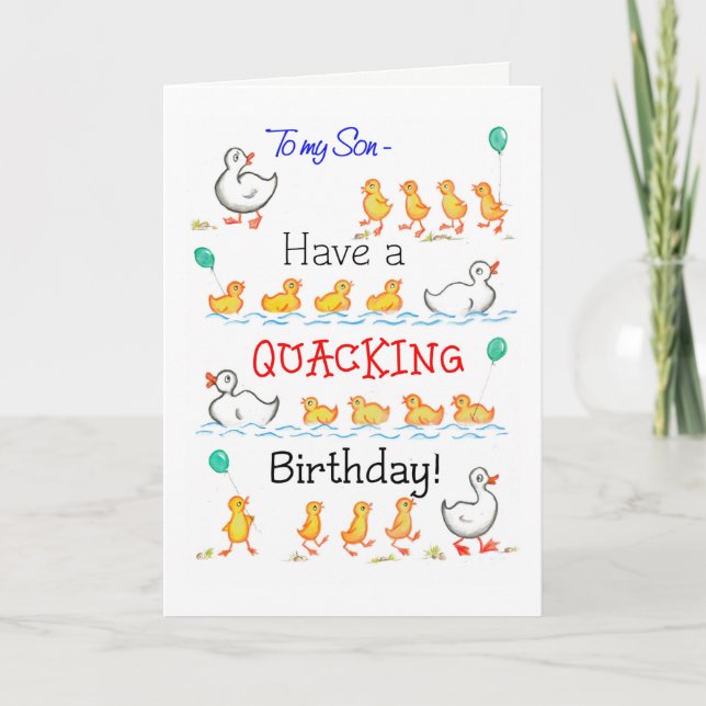 Tarjeta Cute Divertido Ducklings Quacking Cumpleaños, para (Anverso)