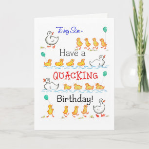 Tarjeta Cute Divertido Ducklings Quacking Cumpleaños, para