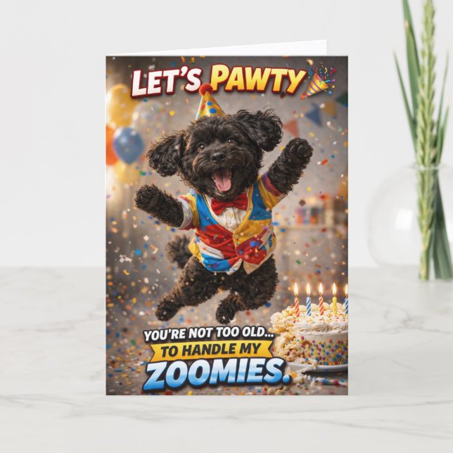 Tarjeta Cute Dog Birthday Card Funny Zoomies Cockapoo (Anverso)