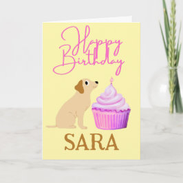 Tarjeta CUTE DOG CON CUPCAKE BIRTHDAY Card