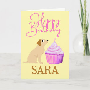 Tarjeta CUTE DOG CON CUPCAKE BIRTHDAY Card