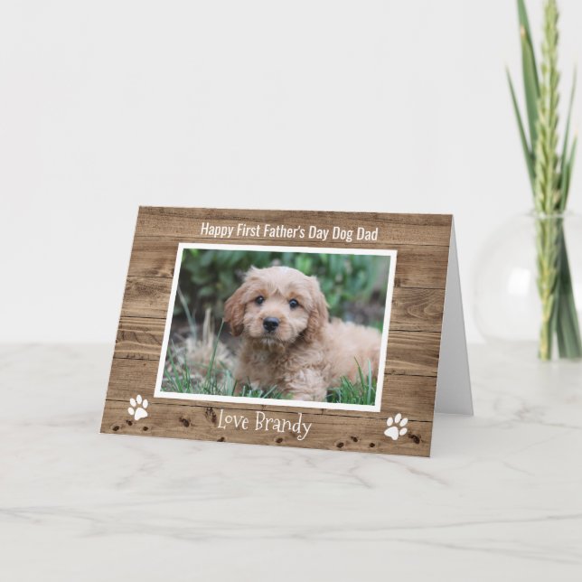 Tarjeta Cute Dog Dad Photo First Fathers Day (Anverso)