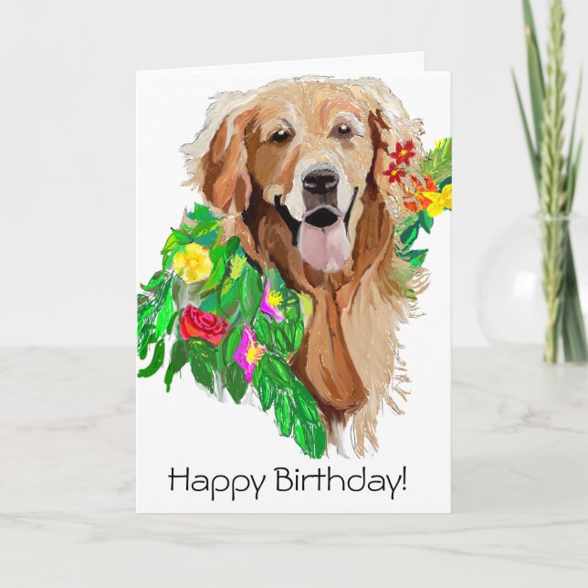 Tarjeta Cute Dog Dreamy Golden Retriever (Anverso)