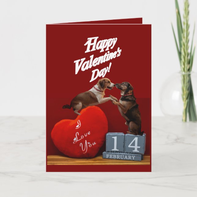 Tarjeta Cute Dog Valentine’s Day Folded Greeting Card (Anverso)