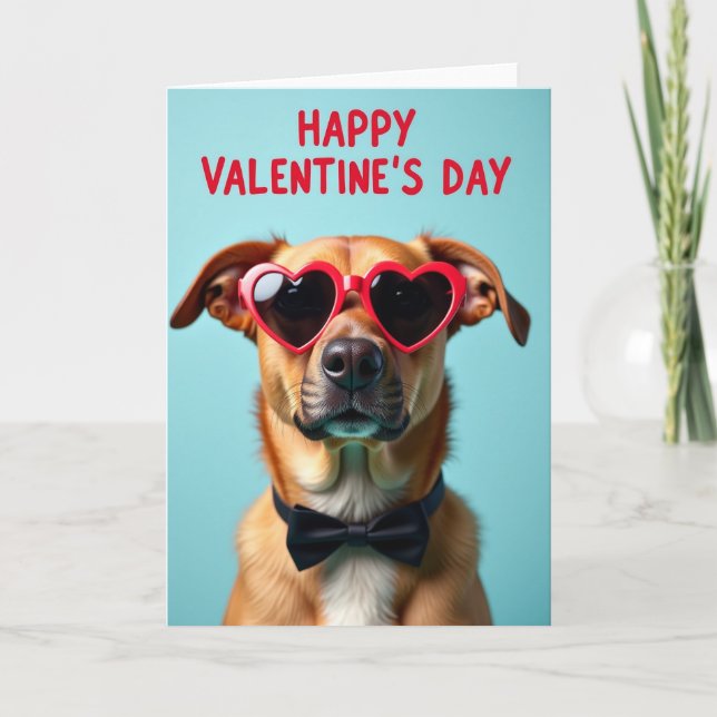 Tarjeta Cute Dog Valentines Day Card (Anverso)