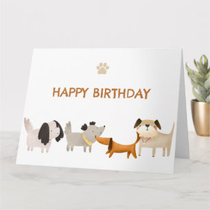 Tarjeta Cute Dogs paw mascota feliz cumpleaños