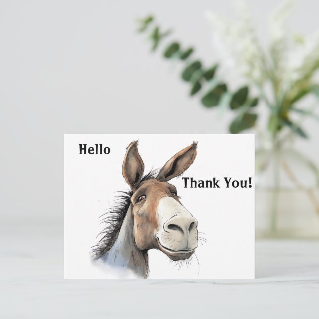 Tarjeta Cute Donkey Gracias (Anverso de pie)