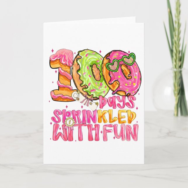 Tarjeta Cute Donut 100 Days Sprinkled With Fun School (Anverso)