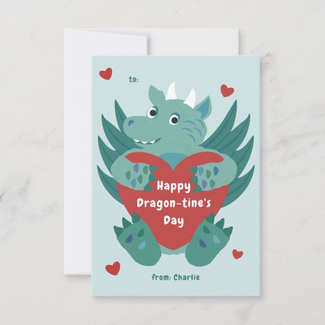 Tarjeta Cute Dragon Valentine (Anverso)
