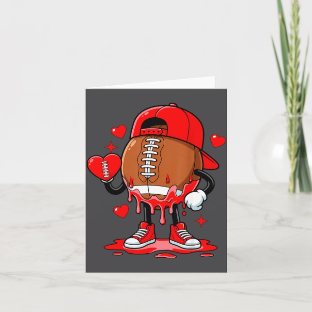 Tarjeta Cute Dripng Football Lover Heart Valentines Day Bo (Anverso)