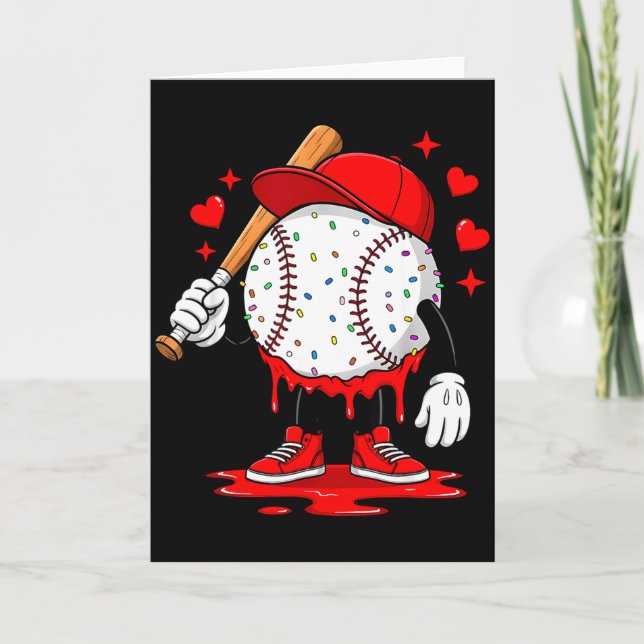 Tarjeta Cute Dripping Baseball Lover Día de San Valentín C (Anverso)