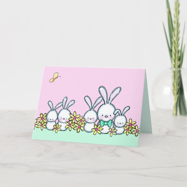 Tarjeta Cute Easter Bunnies (Anverso)