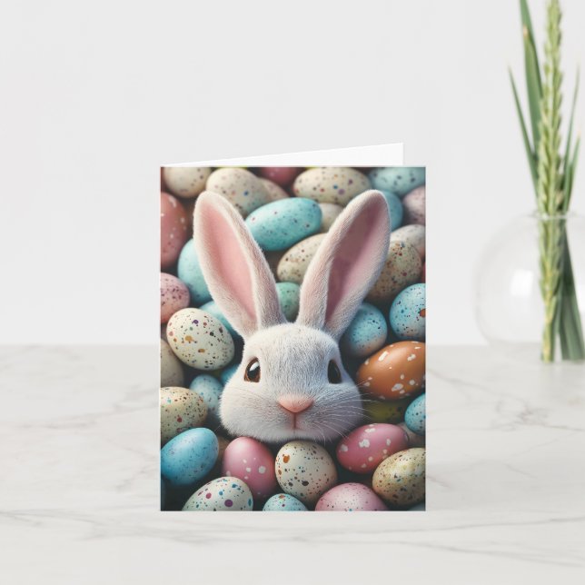 Tarjeta Cute Easter Bunny Eggs (Anverso)