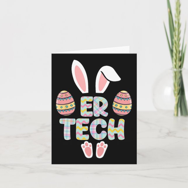 Tarjeta Cute Easter Er Tech Bunny Ears Feliz Eggs De Pascu (Anverso)