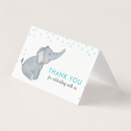 Tarjeta Cute Elephant Blue Confetti Baby Shower Gracias