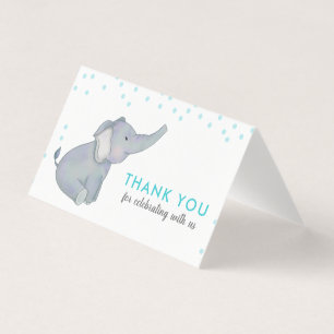 Tarjeta Cute Elephant Blue Confetti Baby Shower Gracias