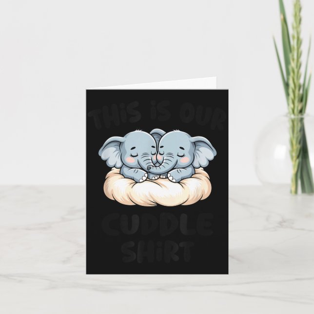 Tarjeta Cute Elephant Couple This Is Our Cuddle  (Anverso)