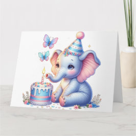 Tarjeta Cute Elephant Happy Birday Card