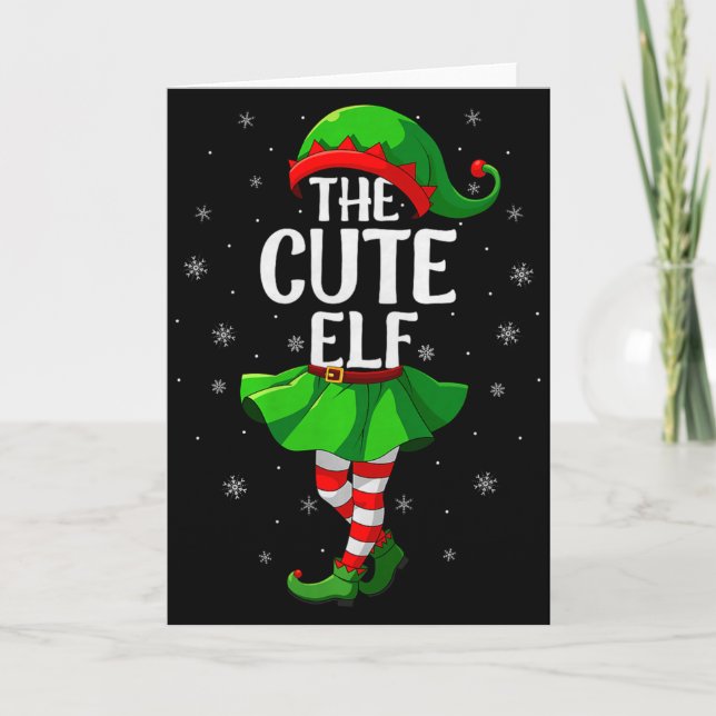Tarjeta Cute Elf Christmas Girls Women Elf Squad Xmas Fami (Anverso)