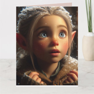 TARJETA CUTE ELF GIRL CHRISTMAS GREETING CARD