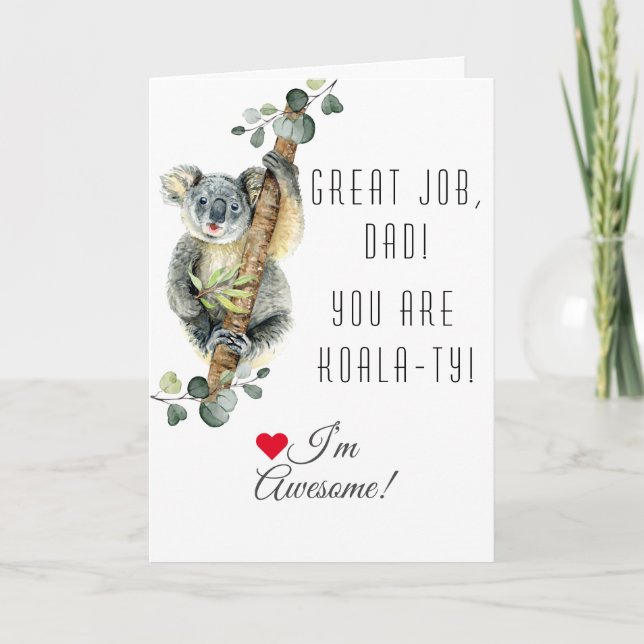 Tarjeta Cute Eucalyptus Koala, eres el Día del Padre Koala (Anverso)